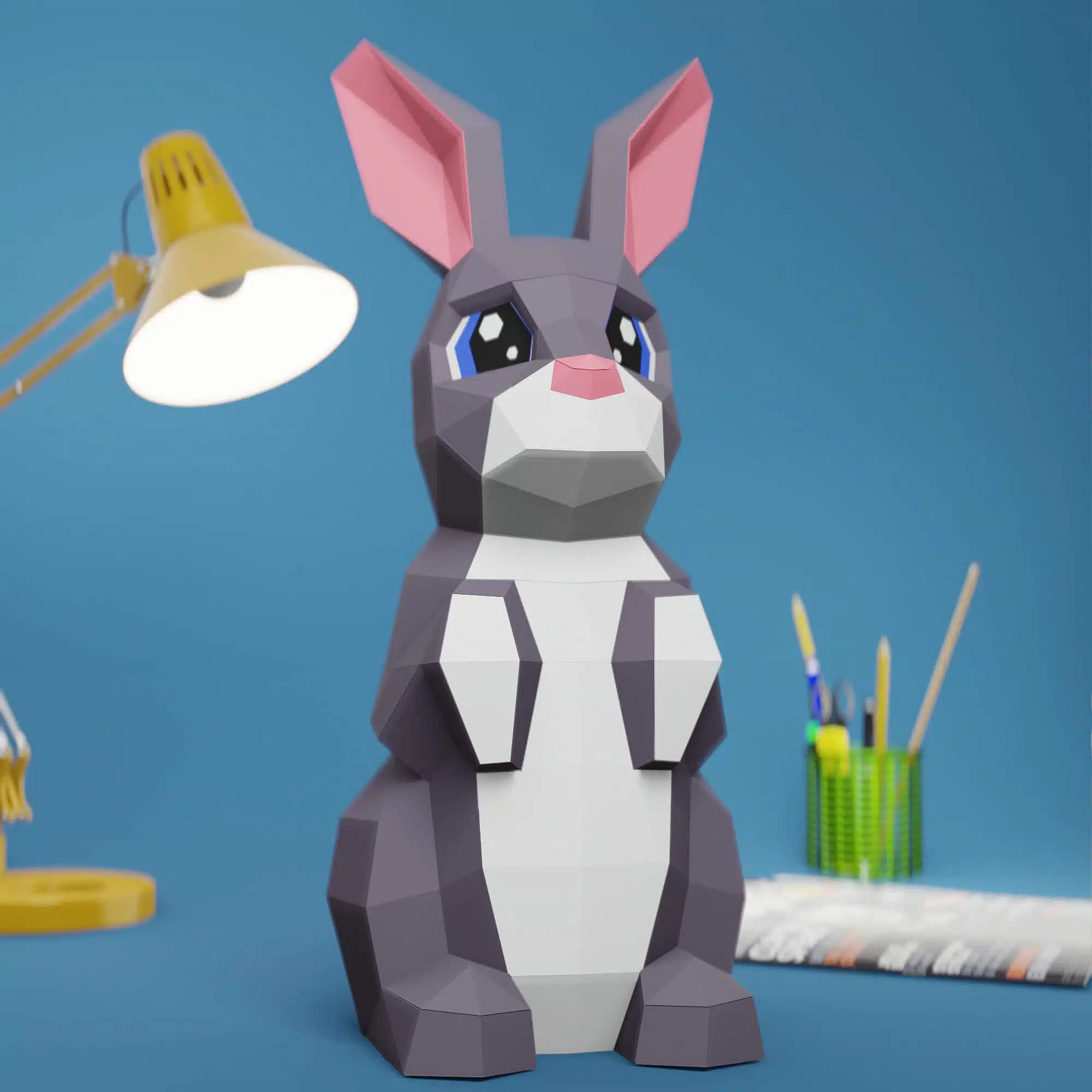 Schattig kawaii konijn papercraft origami 3D, weergave 8