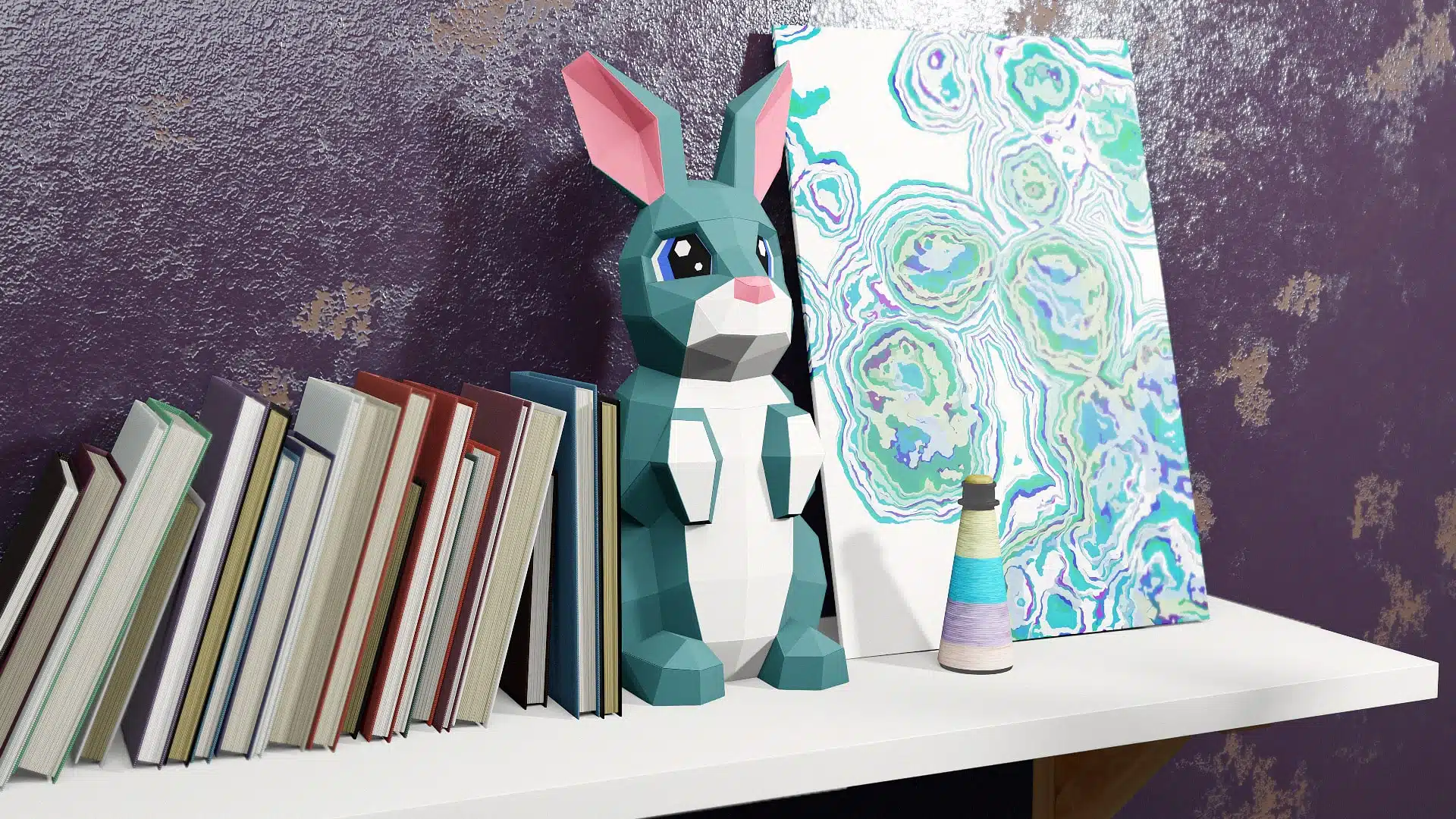 Schattig kawaii konijn papercraft origami 3D, weergave 7