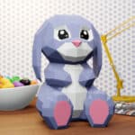 Papercraft de coelho grande em origami 3D