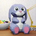 Grote 3D-origami konijn in papercraft, weergave 5