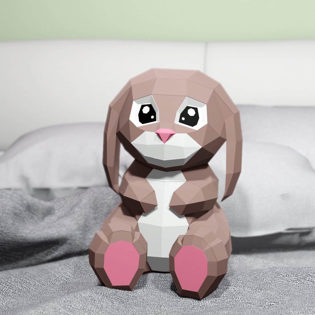 Papercraft de coelho grande em origami 3D