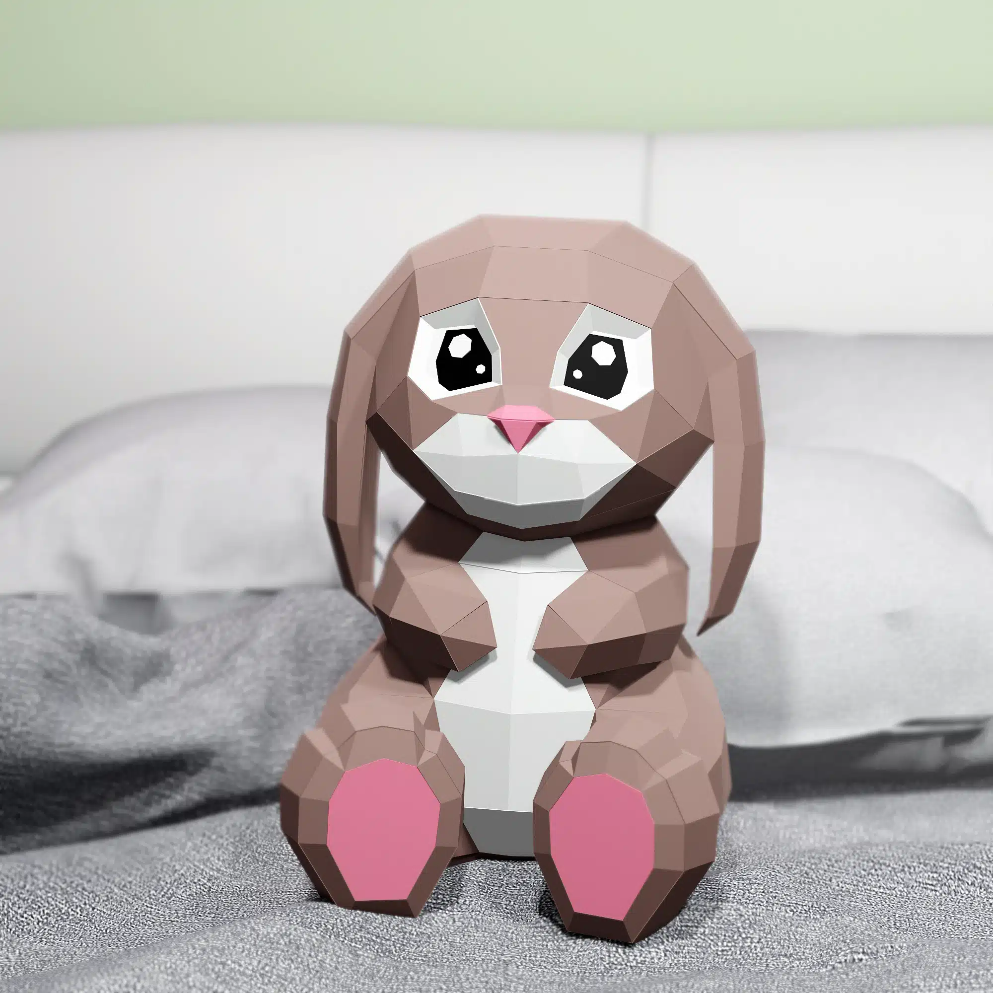 Grote 3D-origami konijn in papercraft, weergave 4