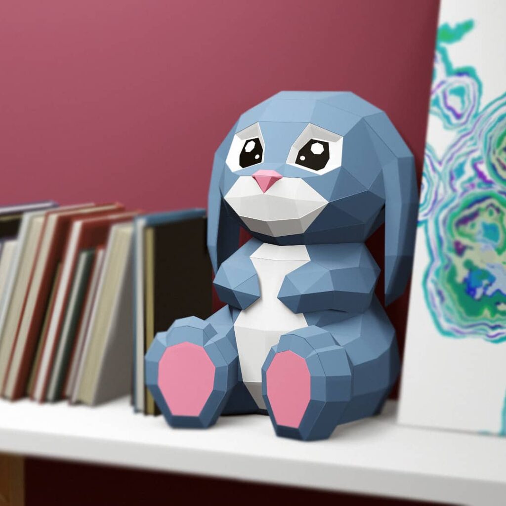 Papercraft of big rabbit in 3D origami