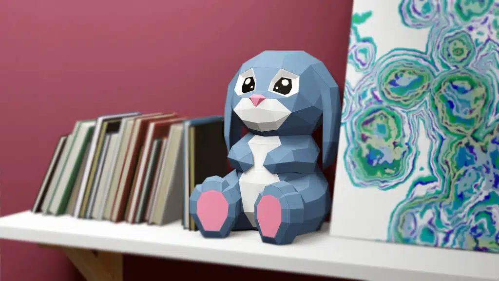 Papercraft de coelho grande em origami 3D