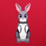 Papercraft cute rabbit in 3D origami
