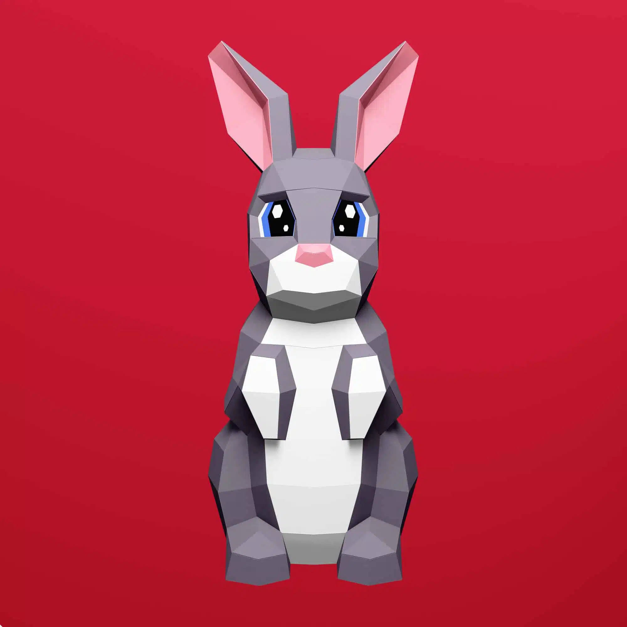 Schattig kawaii konijn papercraft origami 3D, weergave 6