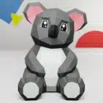 Papercraft di cucciolo di koala con orecchie rosa in origami 3D