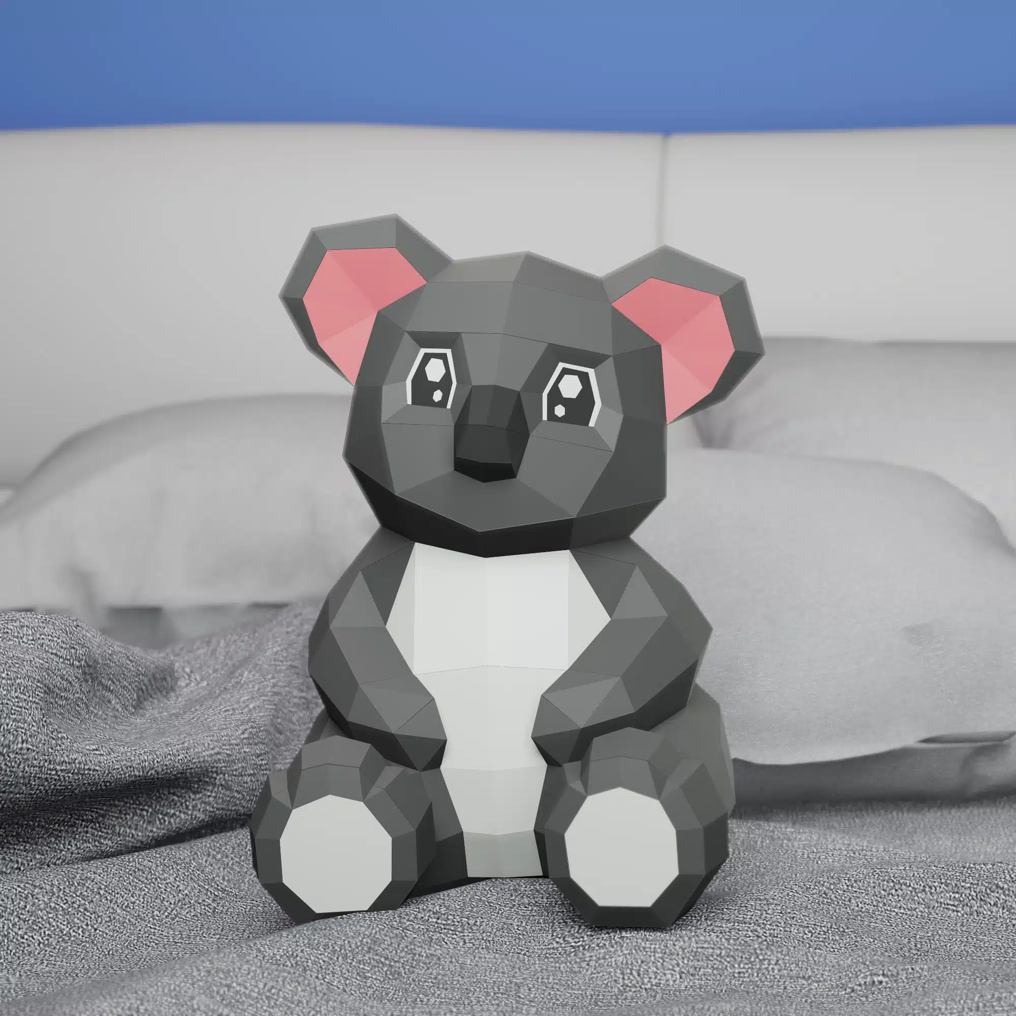 Papercraft di cucciolo di koala in origami 3D, vista laterale