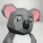 Papercraft di cucciolo di koala con orecchie rosa in origami 3D