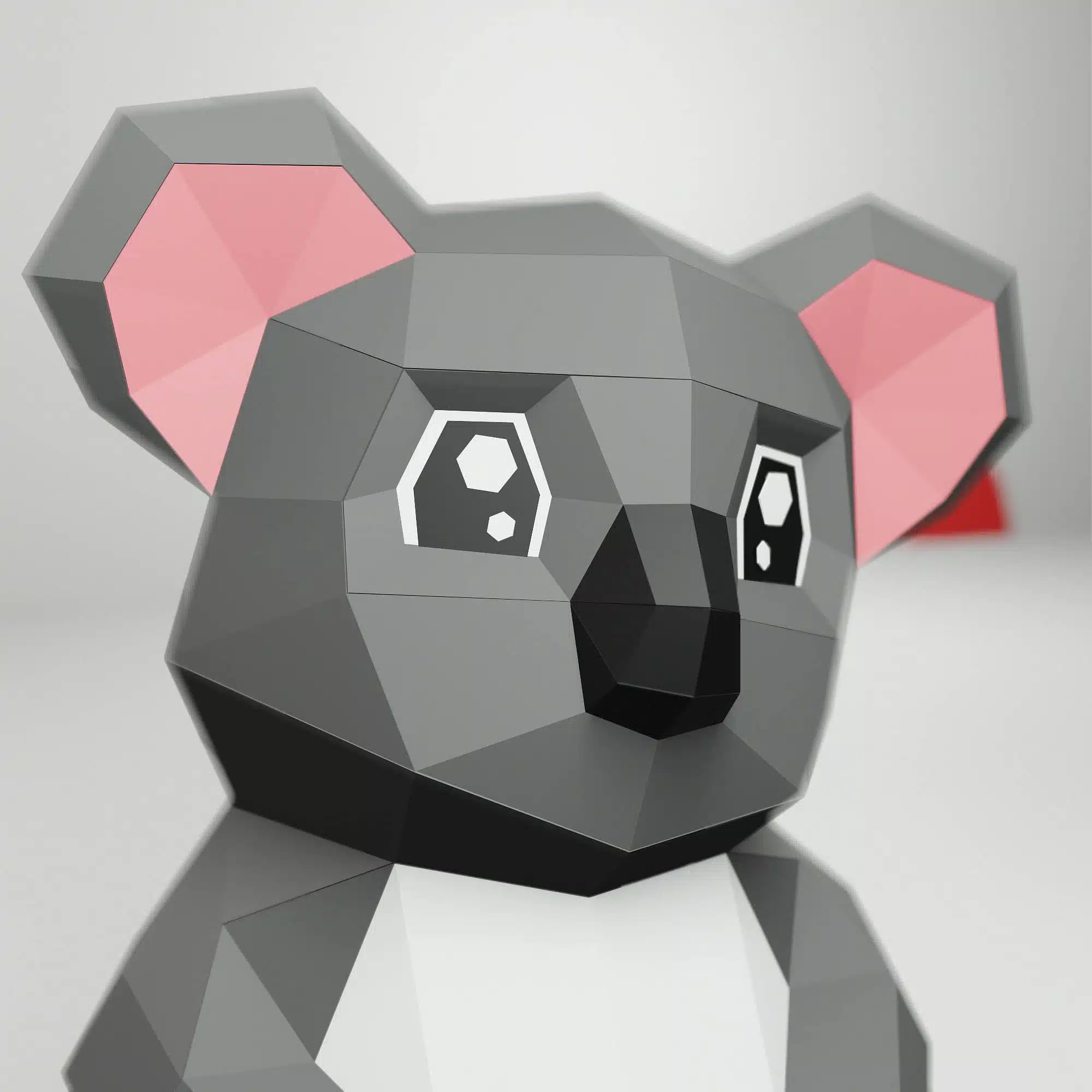 Papercraft di cucciolo di koala in origami 3D, vista laterale