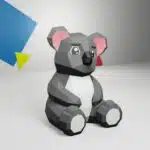 Papercraft di cucciolo di koala con orecchie rosa in origami 3D