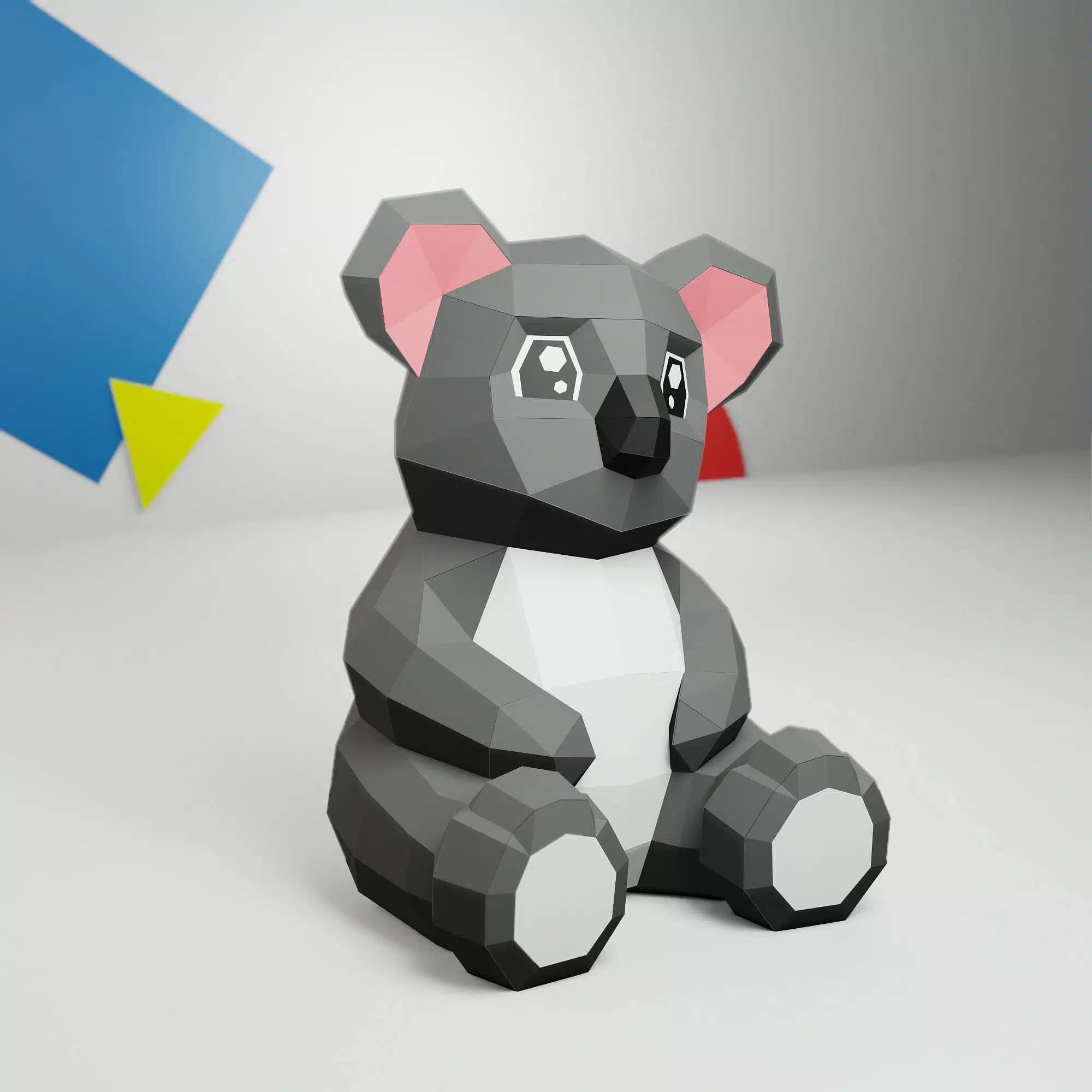 Papercraft di cucciolo di koala in origami 3D, vista posteriore