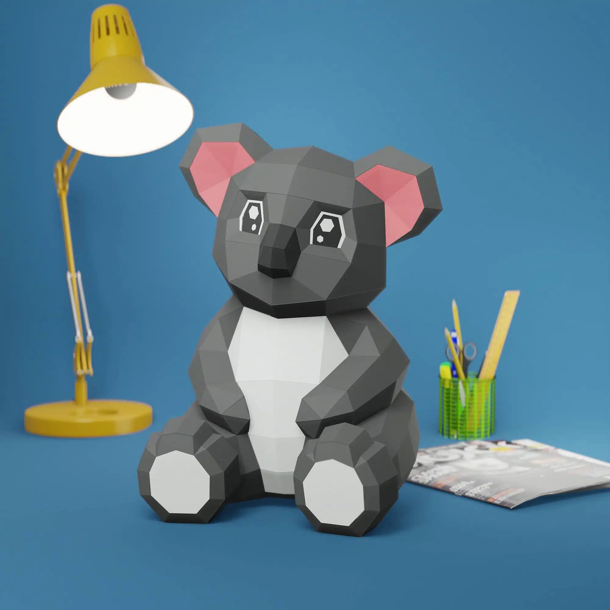 Papercraft di cucciolo di koala in origami 3D, modello 3D