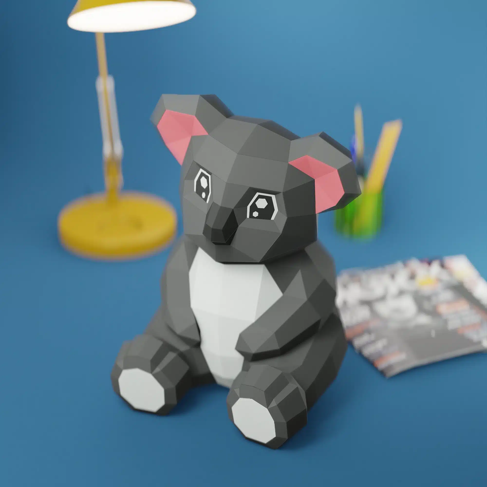 Papercraft di cucciolo di koala in origami 3D, dettaglio