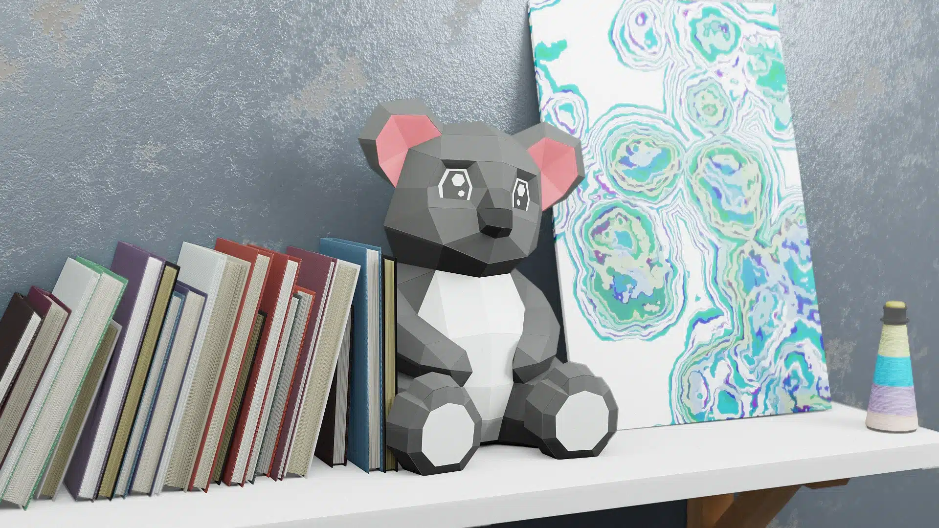 Papercraft di cucciolo di koala in origami 3D, montato
