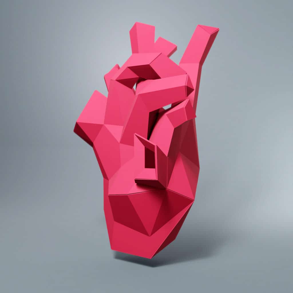 Papercraft anatomical heart in origami 3D