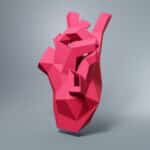 Papercraft anatomical heart in origami 3D