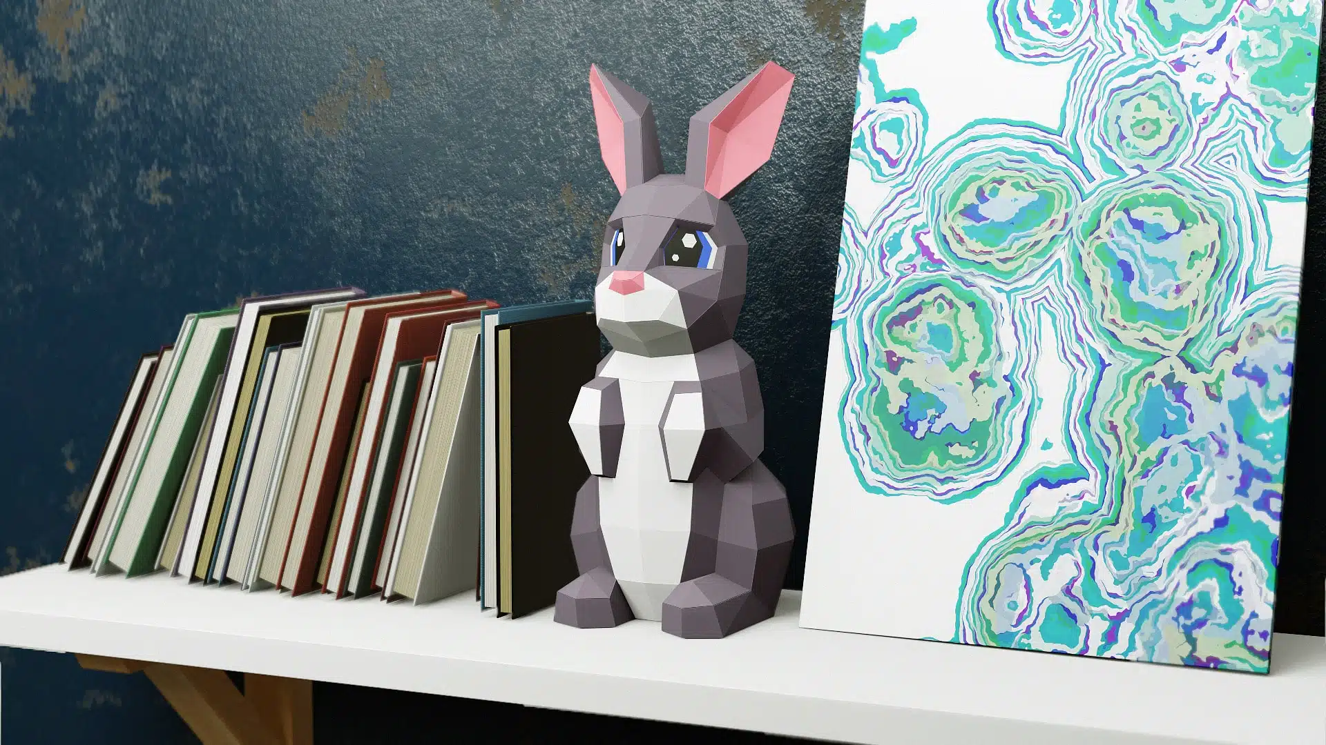 Schattig kawaii konijn papercraft origami 3D, weergave 4