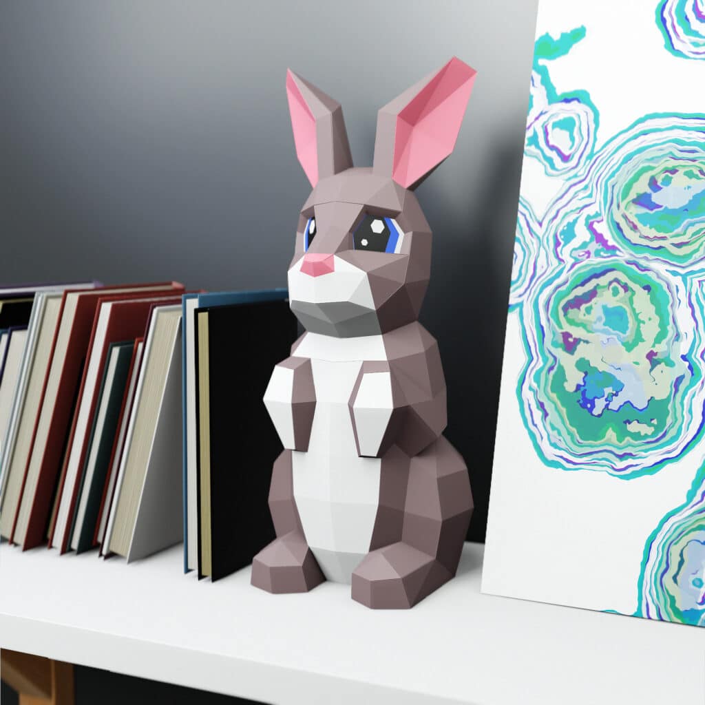 Papercraft cute rabbit in 3D origami