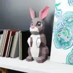 Schattig kawaii konijn papercraft origami 3D, weergave 2