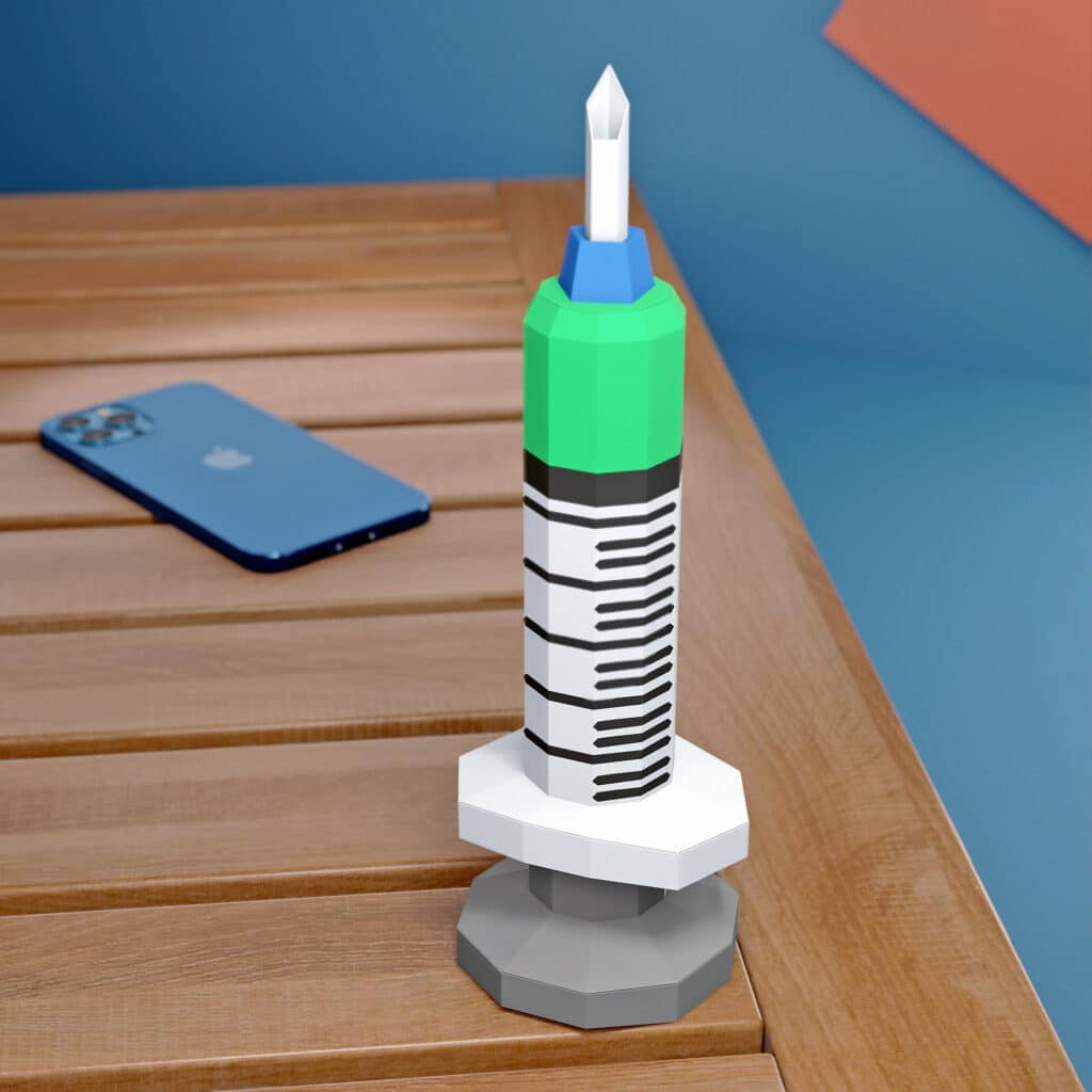 Papercraft de seringue médicale en origami 3D