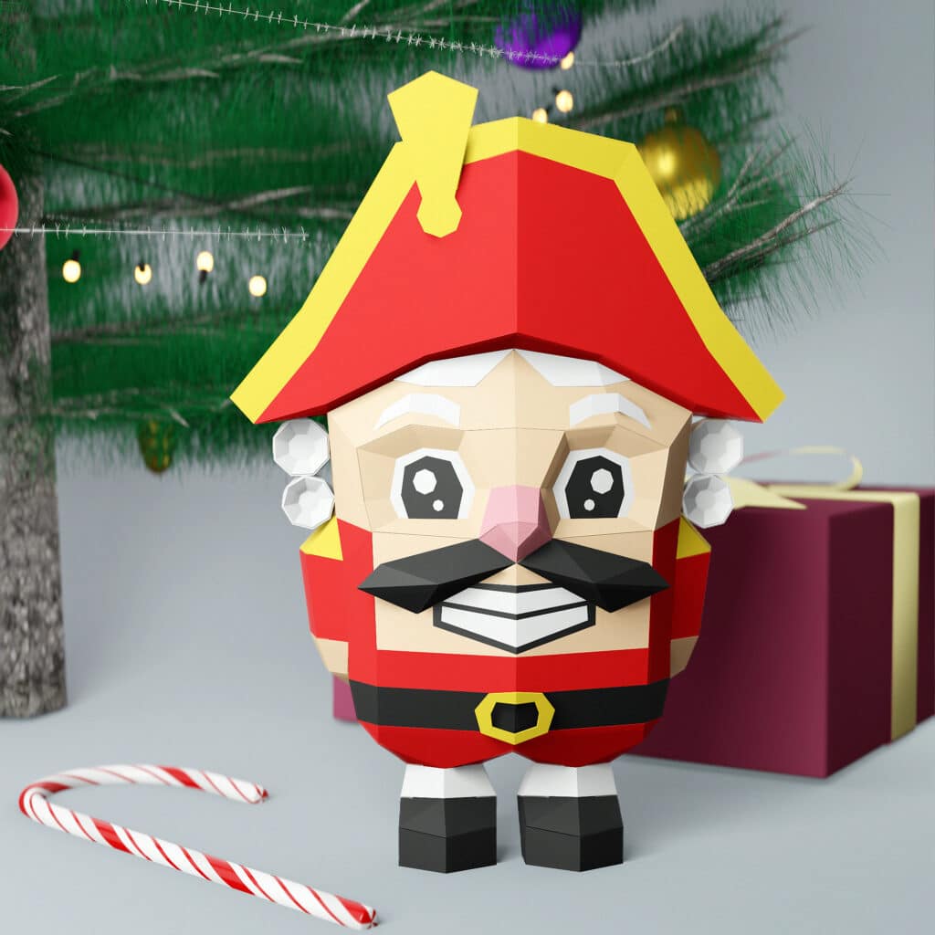 Papercraft of nutcracker in 3D origami