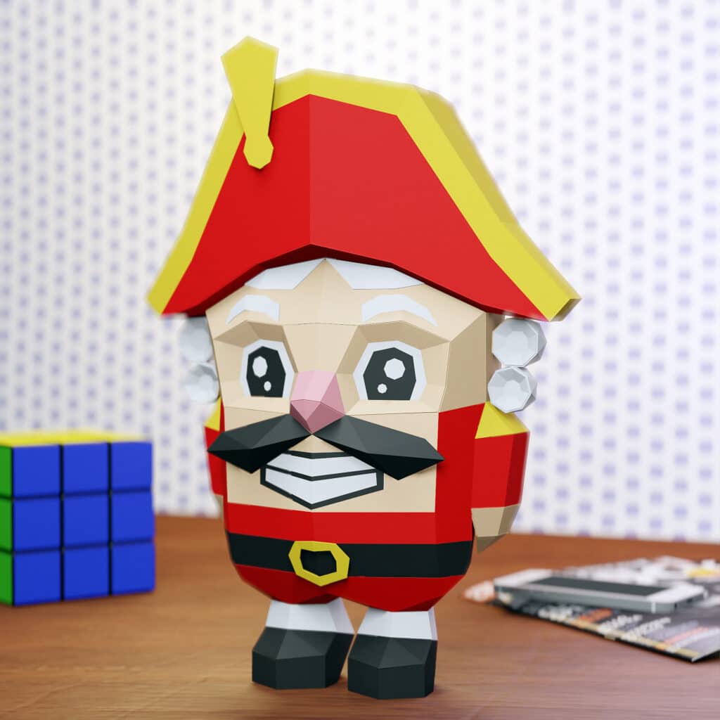 Papercraft of nutcracker in 3D origami