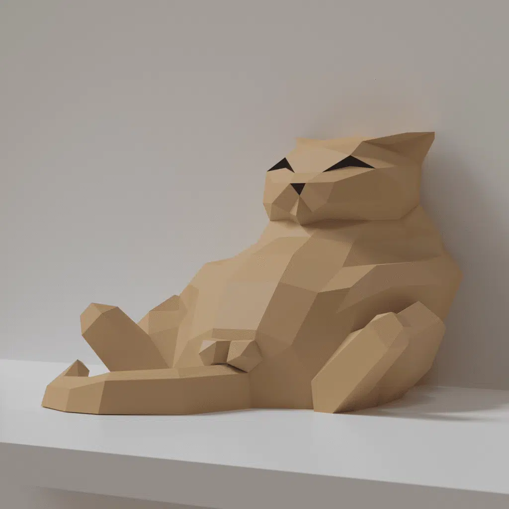 Origami 3D dikke kat papercraft, weergave 4