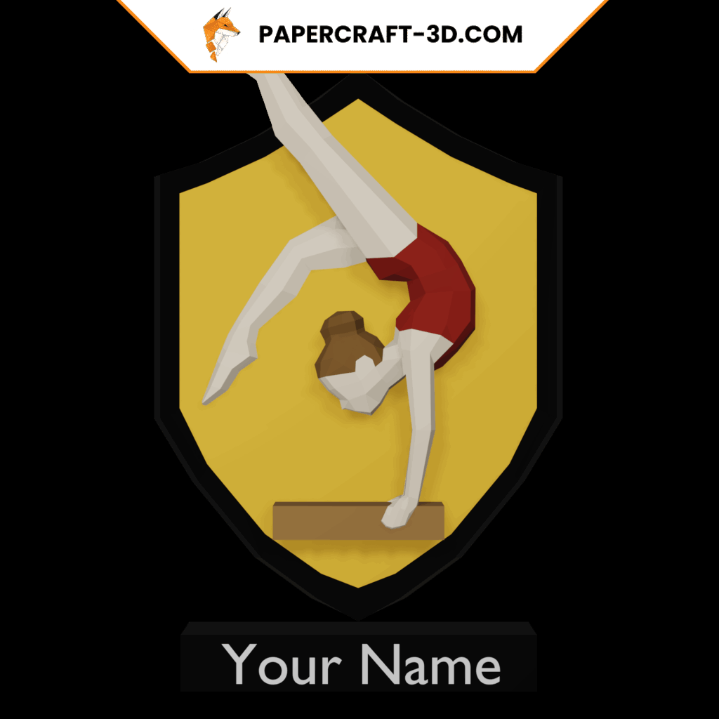 Papercraft di ginnasta in movimento in origami 3D