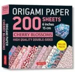 Carta origami fiori di ciliegio - 200 fogli fronte - retro con motivi di ciliegi (15 cm)