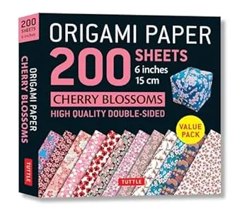 Carta origami fiori di ciliegio - 200 fogli fronte - retro con motivi di ciliegi (15 cm)
