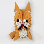 Papercraft di testa di gatto da parete in origami 3D