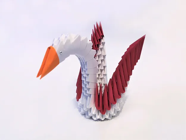 Papercraft of a swan in 3D origami Papercraft of a swan in 3D origami