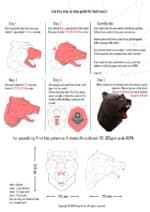 Papercraft eines Bärenkopfs als Trophäe in 3D-Origami