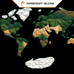 Papercraft world map in 3D origami