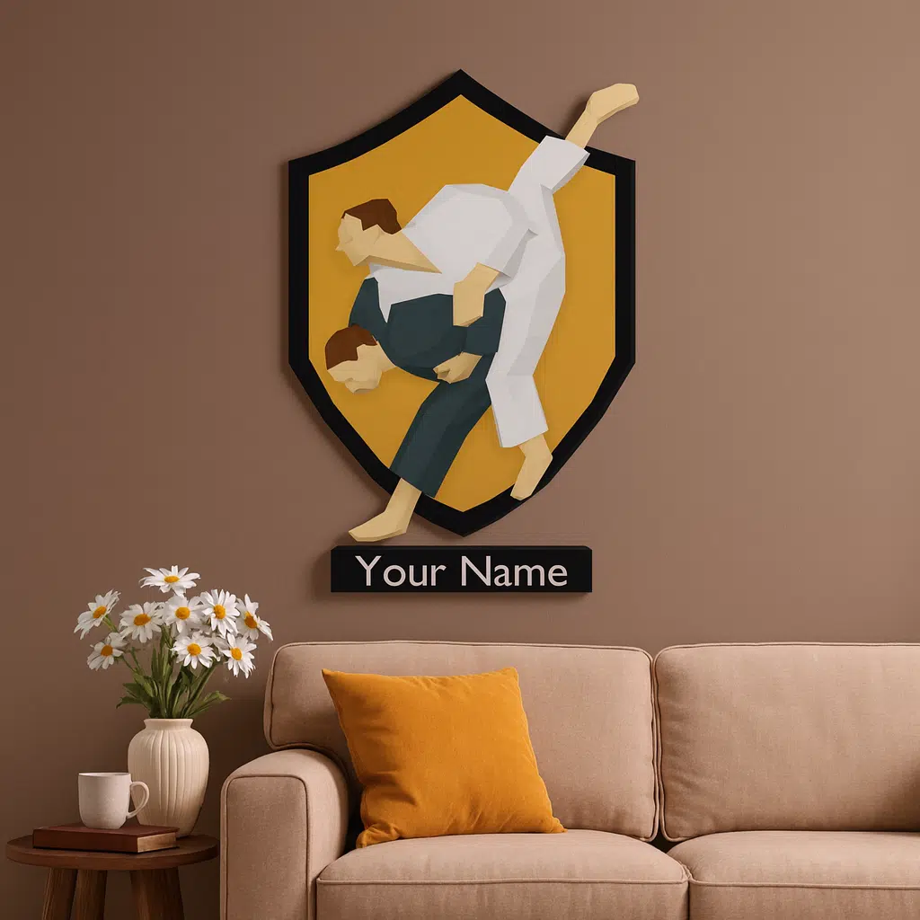 3D‑Papercraft‑Judo‑Wandbild