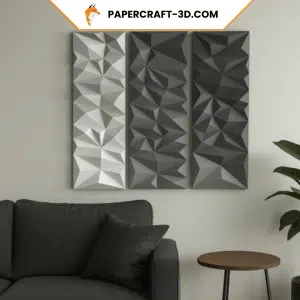 Triptiek geometrisch muurpaneel papercraft 3D, 3D-model