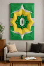 Muurpaneel geometrische ster geel-groen 3D papercraft, 3D-model