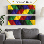 Papercraft de painel de parede geométrico em origami 3D
