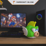 Papercraft de Cheep Cheep verde em origami 3D