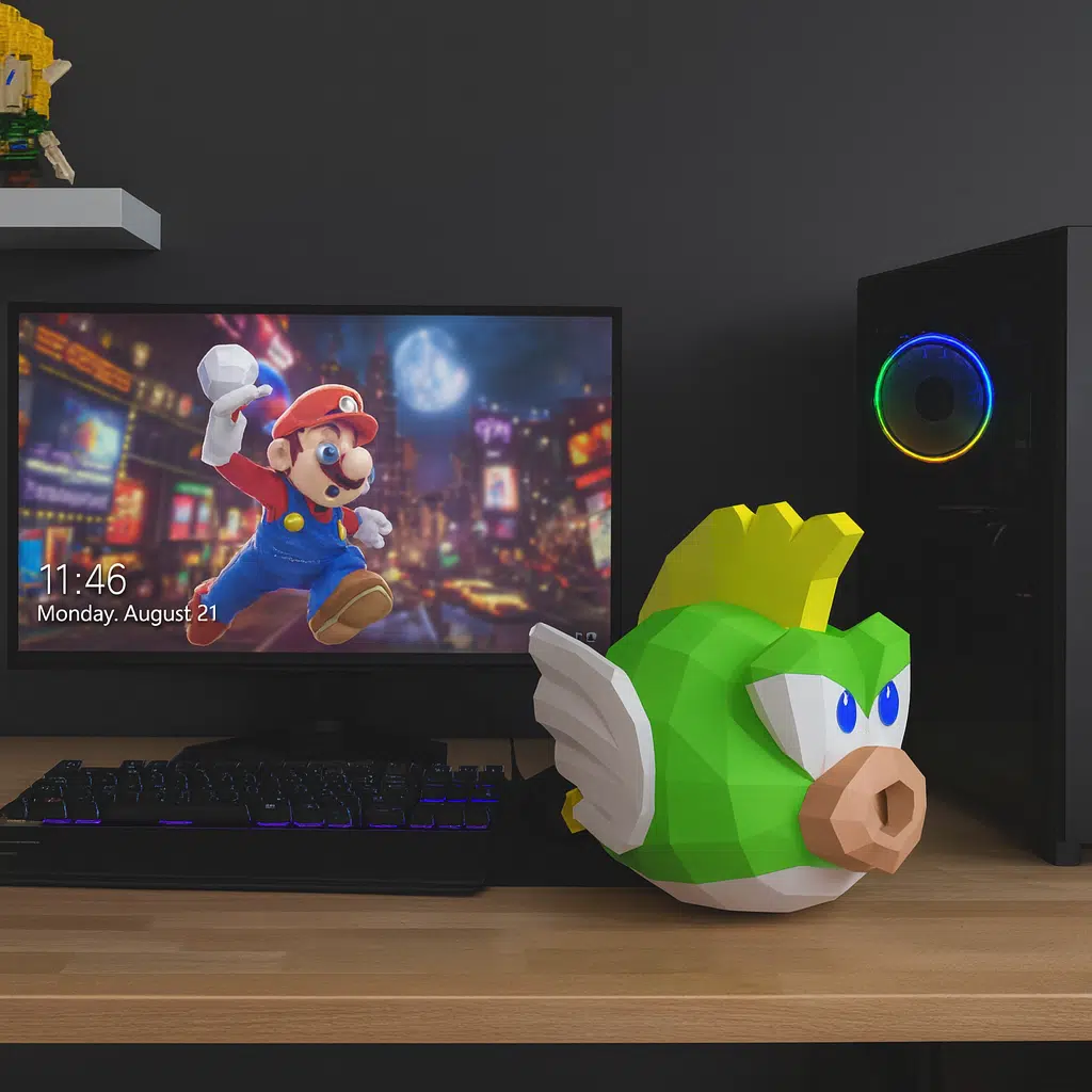Cheep Cheep van Mario in papercraft 3D, weergave 2
