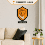 Papercraft di pallone da basket murale in origami 3D