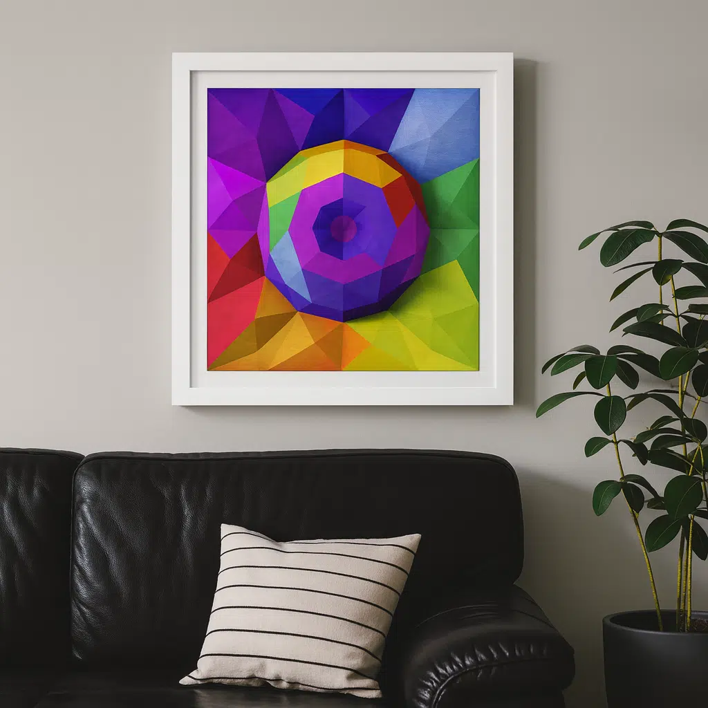 Geometrisches Wandbild aus 3D‑Papercraft