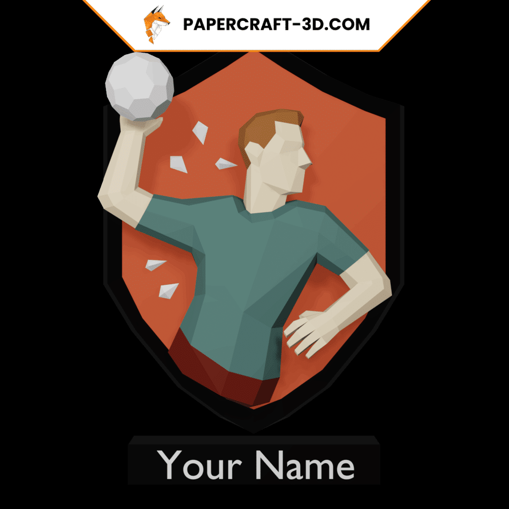 Papercraft of handball in origami 3D