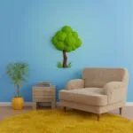 Boomwand in papercraft 3D, weergave 3