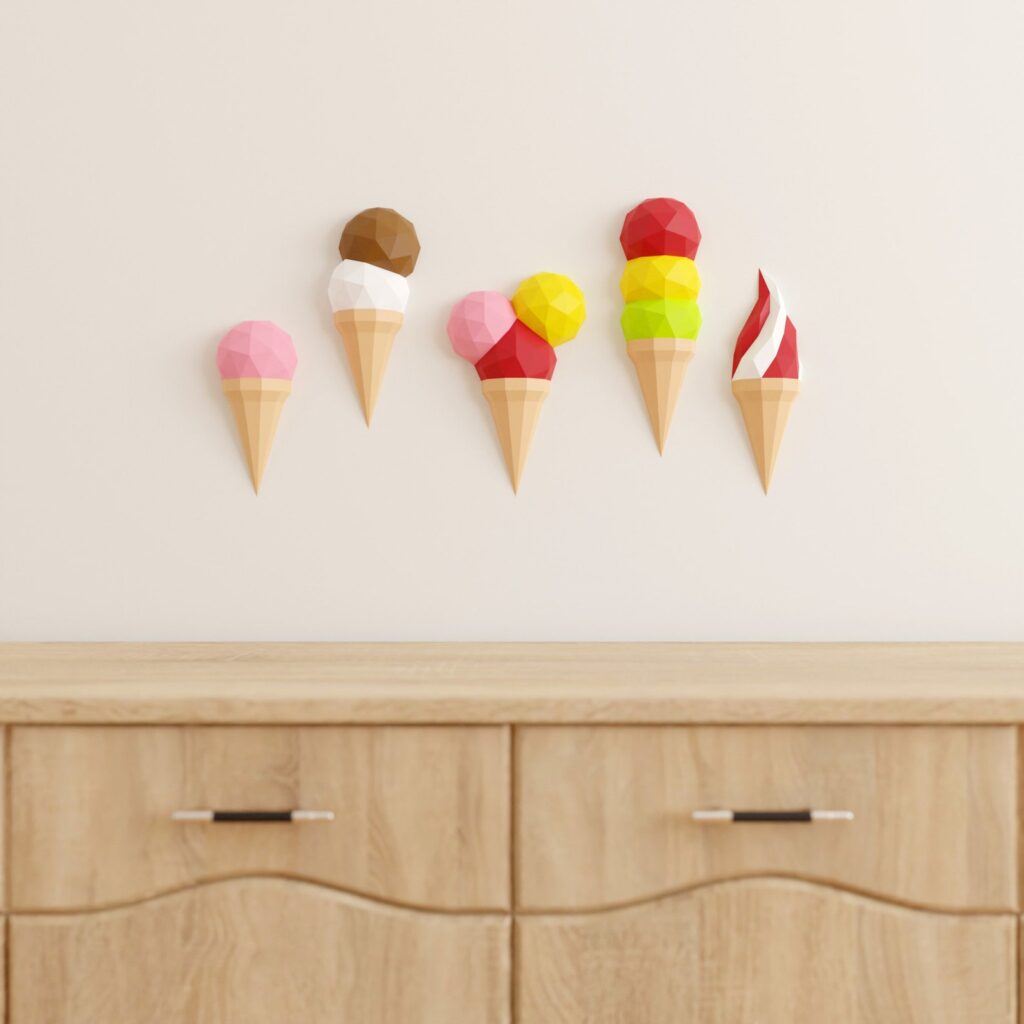 Glaces d’été en papercraft (lot de 5)