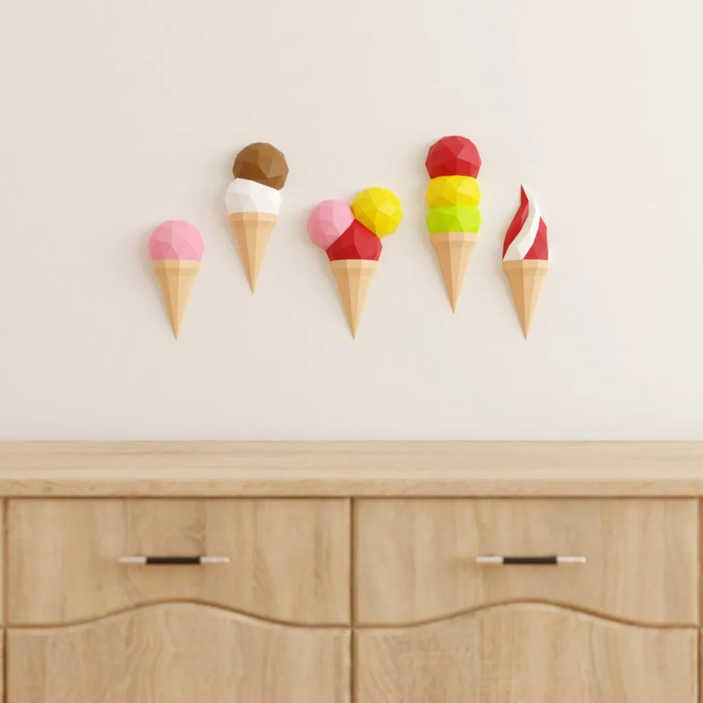 Glaces d’été en papercraft (lot de 5)