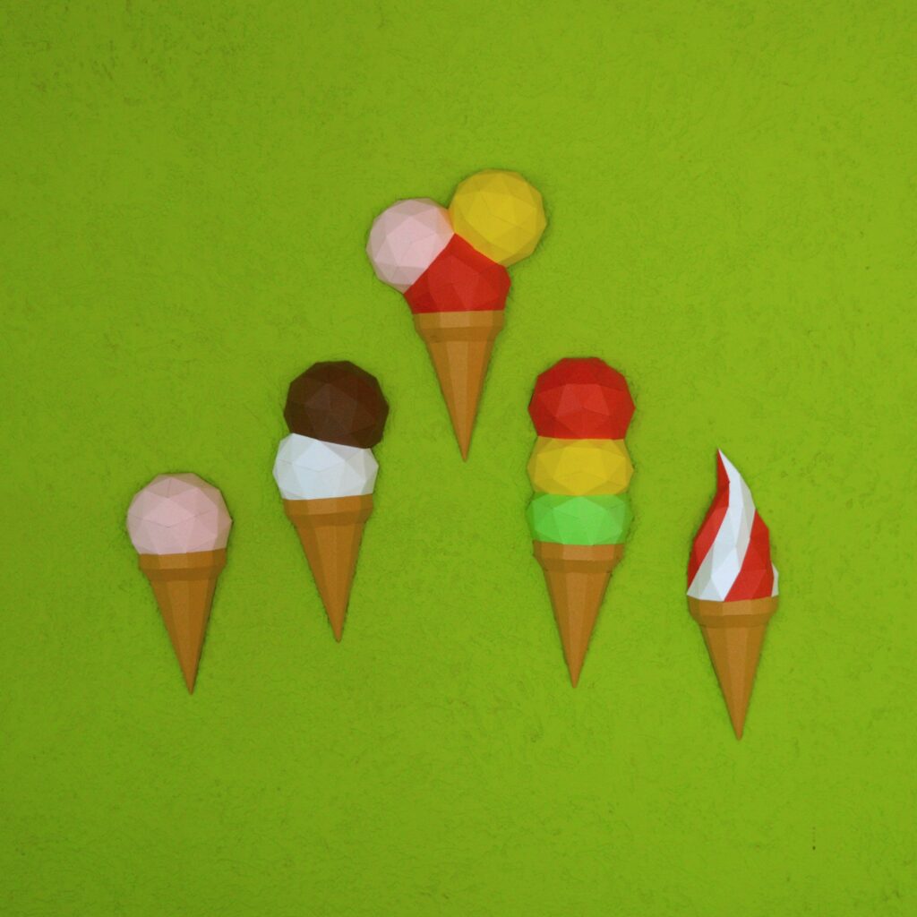 Glaces d’été en papercraft (lot de 5)