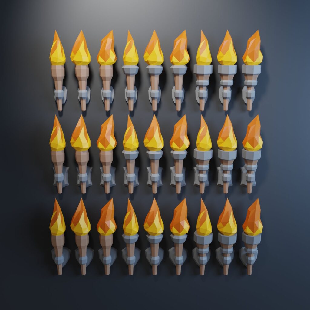 Papercraft de antorchas de pared en origami 3D