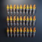 Papercraft de antorchas de pared en origami 3D